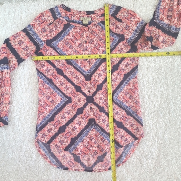 Lucky Brand Size Small Boho Patterned Button Up Blouse Top - Picture 5 of 7